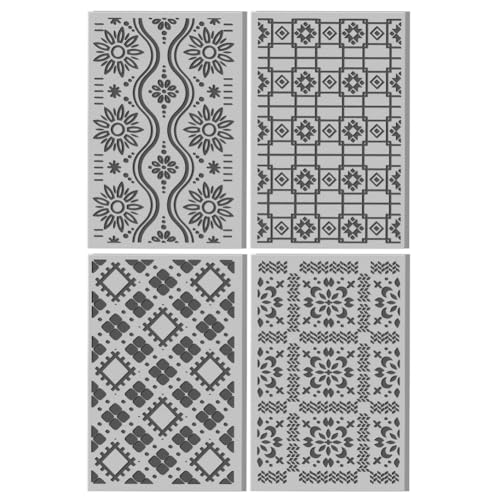 CHGCRAFT 4Sheets Seamless Retro Pattern Polymer Clay Texture Sheet Geometric Pattern Rubber Clay Texture Mat for Polymer Clay Making Earrings Jewelry DIY Crafts 4x2.6inch - style: Seamless