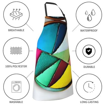 Round watercolor painting Heavy Duty Waterproof Apron with Pockets for AdultsResistant Grilling, Gardening, Painting - color: Round Palette