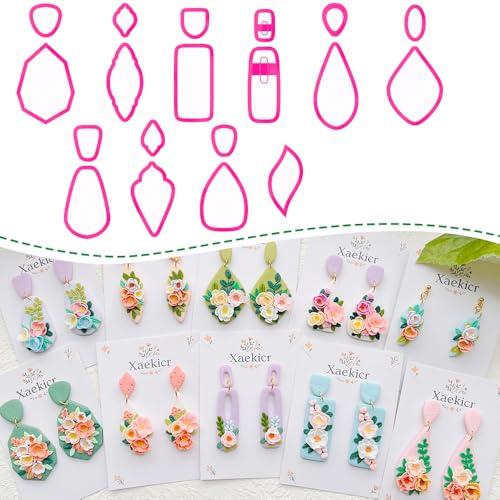 Spring Floral Polymer Clay Cutters Set – Teardrop & Geometric Clay Cutters, Polymer Clay Molds for Clay Earring Cutters, Clay Tools - color: 2G color