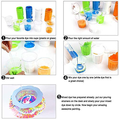 Acrylic Pouring Strainers,12 Pcs Acrylic Paint Pouring Strainers Plastic Flower Strainers Silicone Pouring Drain Basket for DIY Pouring Acrylic Paint and Creating Unique Patterns Art Supplies