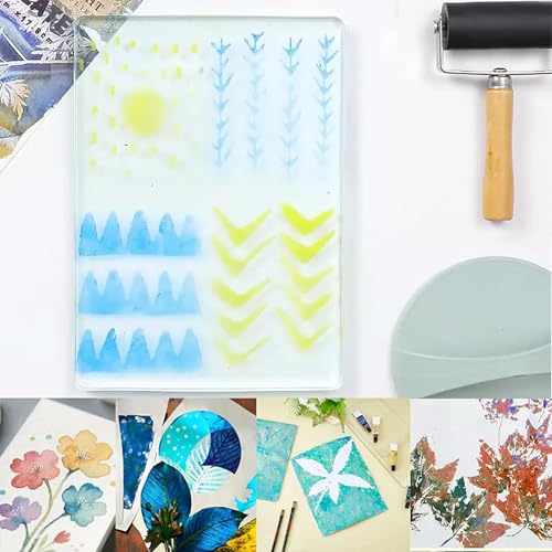 Gel Printing Plate Kit 2 - 5x7" & 8x10" Reusable Gelli Plates for Mono printing, Art Printmaking, Card Making & Scrapbooking - Eco-Friendly, Easy to Clean, Complete Starter Set with Tools