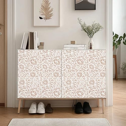 2 Sheets Flower Background Silk Screen Stencil, European Floral Painting Stencils Templates Reusable Self-Adhesive Silk Screen Printing for Wall Border Wood Fabric Home Craft Decor - style: European Floral