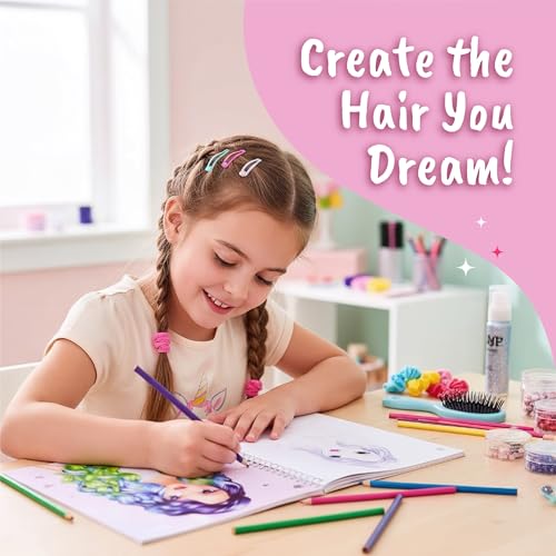BSCOOL - Drawing, Coloring & Activity Book. Create Hairstyles with Stickers and Guides. Fashion Design Sketchbook for Kids 5 and up. Little Designer Book - Fashion Design for Kids. - color: Hairstyles Design Studio