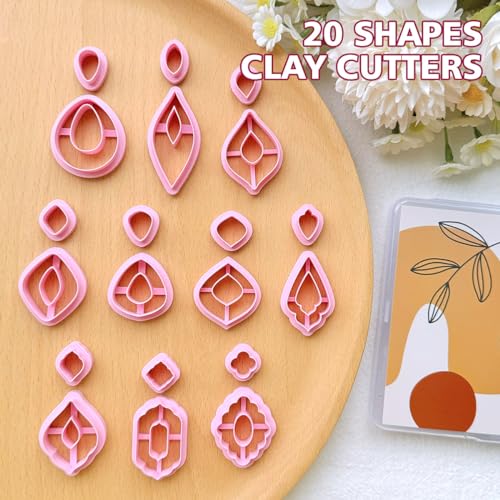 Keoker Polymer Clay Cutters Set 20 Boho Shape Clay Cutters for Polymer Clay Jewelry Making - color: A+B
