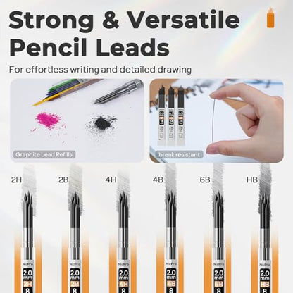 Nicpro Art Drawing Supplies Kit with 30PCS Black Mechanical Pencil Set in Leather Case