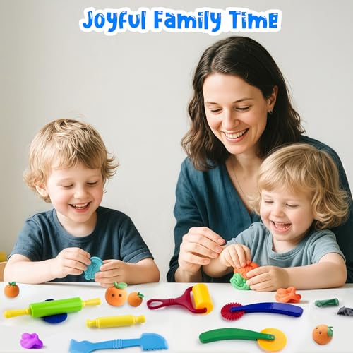 Clay and Dough Tools 6 Pieces Basic Dough Tool Set for Kids, Variety of Rolling Pins, Rollers, Cutters - color: TTY