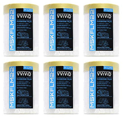VViViD Chemical Grade Heavy-Duty Self-Adhesive Tape and Drape Masking Film Plastic Drop Cloth (6 Pack (22x 108ft)) - size: 6 Pack (22" x 108ft)