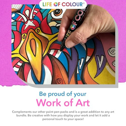 Life of Colour Black & White Brush Tip Acrylic Paint Pens | Permanent Black & White Acrylic Paint Pens for Detailing, Lettering, Ceramics, Canvas, Rocks & Creative Crafts. - style: Black and White Brush Tips