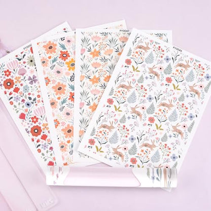 Clay Transfer Paper, 4Pcs Flower Small Fresh Themed Polymer Clay Transfer Sheets with Mud Press Rod and 2mm Thickness Ruler for DIY Craft - color: Flower