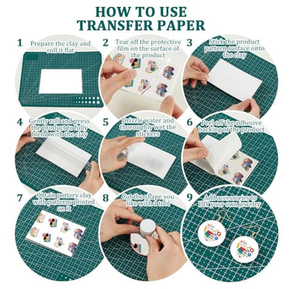 OLYCRAFT 24Pcs Back-to-School Season Clay Transfer Paper 4 Design Transfers Paper for Polymer Teachers' Day Polymer Clay Transfer Sheets Small Ceramic Decal for Clays Earrings Jewelry Making - style: School