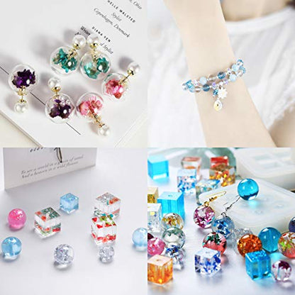Suhome Resin Bead Molds for Jewelry 12 PCS Resin Molds Silicone with Hole Cabochon Gem Jewelry Making Epoxy Resin Molds for Earrings, Pendants,Bracelets and Necklaces - color: Bead