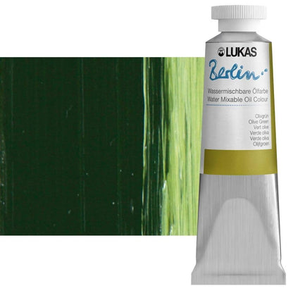 Lukas Berlin Pro Artists Water Mixable Oil Paint 37 ml Tube Olive Green, Water Soluble, Lightfast Pigments, Quick Drying, Easy Clean-Up, Eco-Friendly, Professional Quality, 40 Color Range - color: Olive Green, size: 1.25 Fl Oz (Pack of 1)