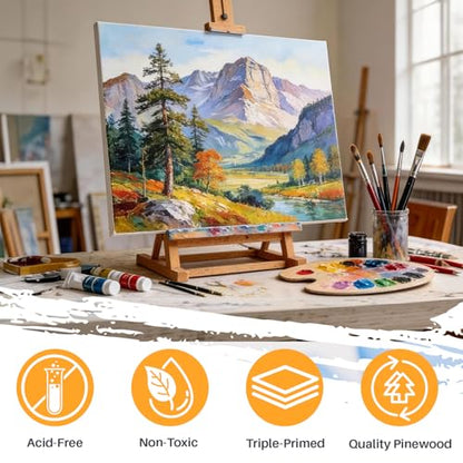CONDA 16x20 inch Stretched Canvas for Painting, 5 Pack Primed Large Canvas, Primed Acid-Free Cotton 5/8 Inch Profile Value Bulk Pack for Acrylics, Oils Painting - size: 16x20 inch