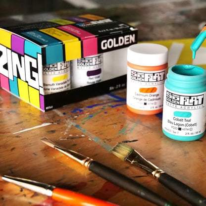 GOLDEN SoFlat Matte Acrylics, Zing 6 Color Set, Professional Acrylic Paint