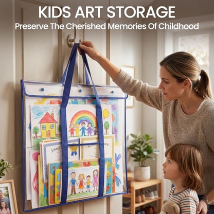 GAMENOTE 3 Pack Large Poster Storage Bags for Teachers, Clear Hanging Bulletin Board Organizer for Classroom Posters, Anchor Charts, Borders & Art Projects, 31.5" x 25.5"