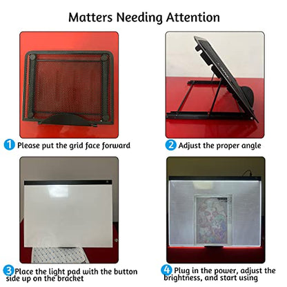 LIRUNQIU A2 Diamond Painting LED Light Pad Kit | Includes storage case, pens, stand, pad board. Ideal for adults, full drill diamond art. Complete 5D tool set. - size: A2 Led Pad