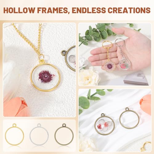 Gartful Open Bezels for Resin Jewelry Making, Hollow Frame Pendants with Jump Rings, Craft Bezels for Necklace, Earrings - style: Circle - 30PCS