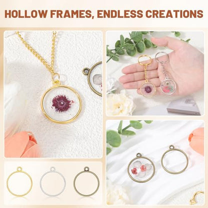 Gartful Open Bezels for Resin Jewelry Making, Hollow Frame Pendants with Jump Rings, Craft Bezels for Necklace, Earrings - style: Circle - 30PCS