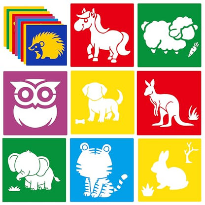 24 Pieces Stencils,Large Drawing Stencils Chalk Template,8 Inches Washable Shape Template Stencils Kit for Crafts,Painting Drawing (Animal, 8 inch) - color: Animal