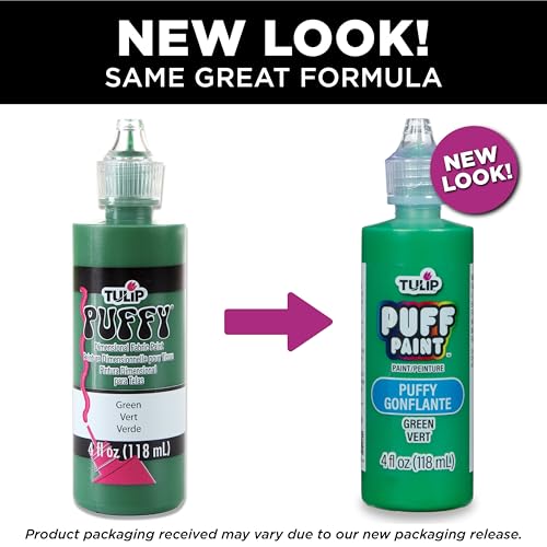 Tulip Puff Fabric Paint , Permanent Craft Paint for Clothes, DIY Projects, Notoxic, 4 fl oz, Puffy Green - color: PUFFY GREEN, size: 4 Fl Oz (Pack of 1)