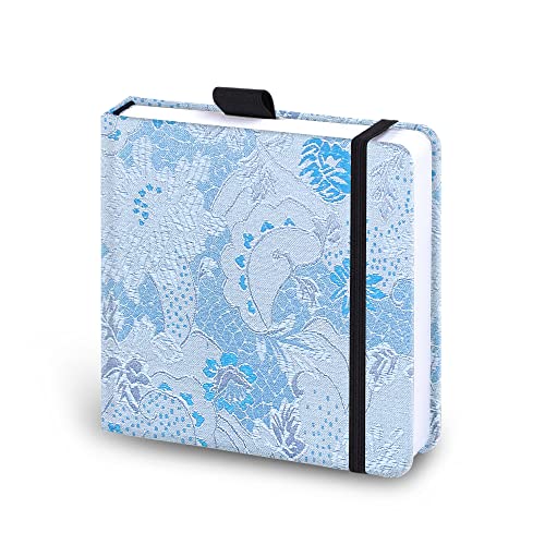 Square 5.1x 5.1"165gsm Colored pencil paint Journal Hardbound 128pgs (64 Sheets Front Back Cold Pressed) Travel for Calligrapher Colored Pencil Sketch Doodles Handmade Cloth Cover Notebook. Silver Blue - color: s-silver blue
