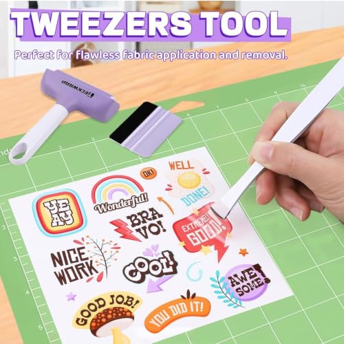 TECKWRAP Brayer Roller Set, 4 PCS – Printmaking Brayer with Pin Pen, Tweezers & Felt Squeegee for Vinyl, Iron-On, Scrapbooking, Stamping, and Card Making - color: purple 4 set