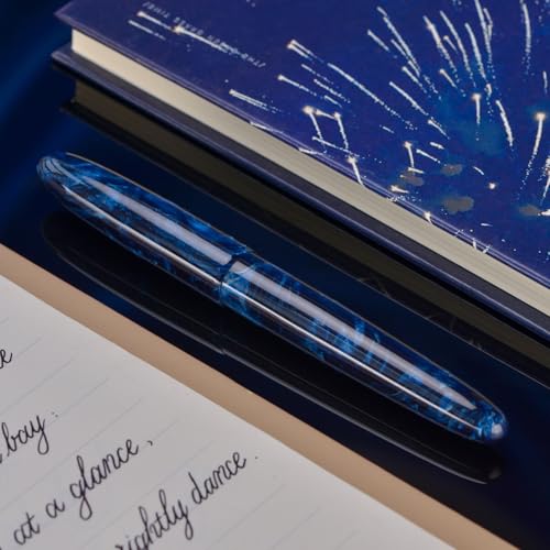 Asvine C80 Fountain Pen #8 Medium Nib Large Handcraft Pen with Converter Pen Box Collection Set (Galaxy Blue) - color: Galaxy Blue, style: Medium