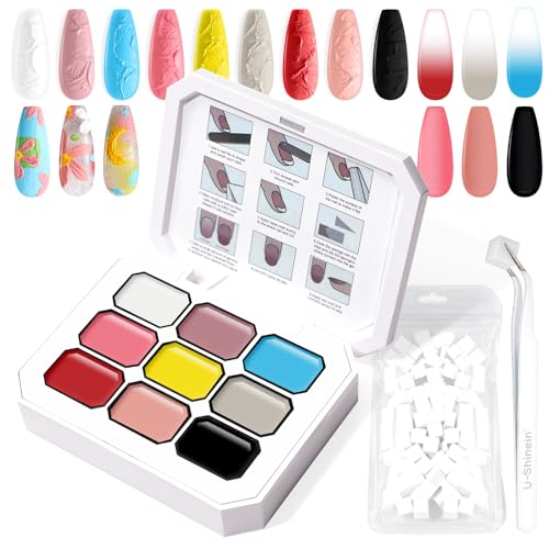 Gradient Painting Gel, 9 Colors Ombre Gel 3D Sculpture Effect Black&White Nude Pink Sponging for Pigment Pat Aura Nails French Manicure Soak Off UV Artistic Inspiration - color: Artistic Inspiration set