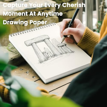 Cewei 9x12 Drawing Paper Pad, 100 Sheets, Spiral Bound Sketchbook, 68lb/100gsm White Drawing Paper for Kids Ages 4-8 & 9-12 - color: Sage Green, size: 9" x 12" (Pack of 1)