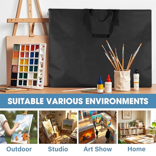 ZKOO 20 x 26 Inch Art Portfolio Bag, Big Art Portfolio Case Light Weight Waterproof Poster Board Storage Bag, Artistic Collection Tote for Artwork, Poster, Sketch Drawing, Canvas (20"*26"-Black) - size: 20*26in-Black