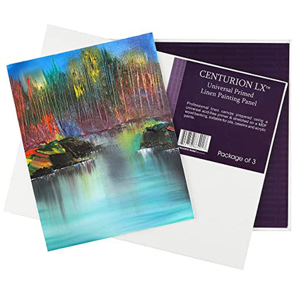 Centurion All-Media Primed Linen Panels - Large Multipack of 9-11oz Universal Primed Canvas Boards for Painting, Mounted on MDF Wood, Non-Warping, Ideal for Artists, Professionals, and Painters - size: Large Multipack