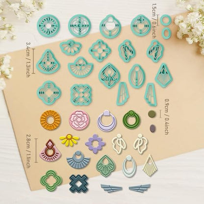 ORIGACH 19 Pcs Geometric Irregular Shape Polymer Clay Cutters Set Boho Earring Clay Cutter DIY Craft Supplies for Earring and Jewelry Making - style: Geometric Irregular