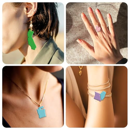 25Pcs America Map Polymer Clay Cutters State Clay Cutters Polymer Jewelry Cutter for Keychain Making Party Festival DIY Supplies - color: America Map