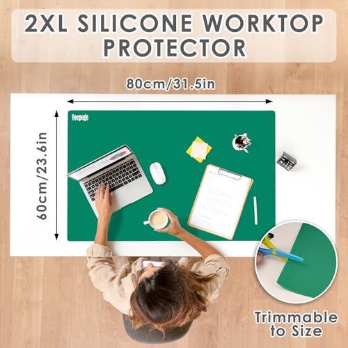 31.5" x 23.6" Extra Large Silicone Mat for Resin Casting, Crafts and Epoxy, Nonstick Silicone Sheet for Jewelry Casting Molds, Countertop Protector Mat Heat Resistant Placemats by Foepoge, Dark Green - color: Drak Green