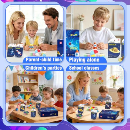LOUFOR Air Dry Clay Kits - Modeling Clay for Kids, Ultra Light & Soft, Safe & Non-Toxic, 12 Boxes DIY Model Magic Clay with Sculpting Tools & Tutorials, Creatible Art Crafts Toys Gifts Boys Girls - color: #05-Children's Drem Star