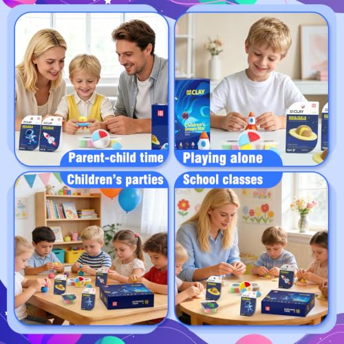 LOUFOR Air Dry Clay Kits - Modeling Clay for Kids, Ultra Light & Soft, Safe & Non-Toxic, 12 Boxes DIY Model Magic Clay with Sculpting Tools & Tutorials, Creatible Art Crafts Toys Gifts Boys Girls - color: #05-Children's Drem Star