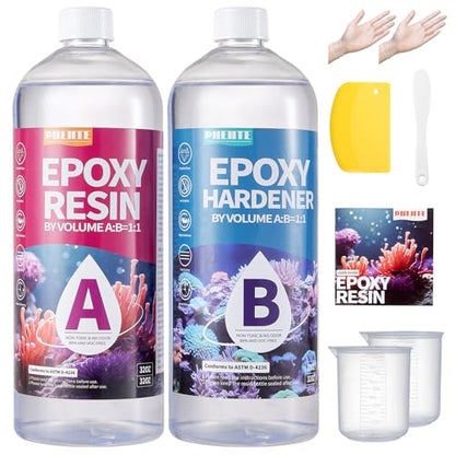 Pnente Artist-Grade Epoxy Resin – Self-Leveling, Zero Bubbles & 5-Year UV Guard for River Tables, Jewelry, Resin Art – Beginner-Friendly 1:1 Mix, Non-Toxic & Non-Yellowing (64oz) - size: 64oz
