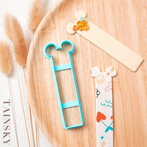 TAINSKY Bookmarks Polymer Clay Cutters, Bookmark Creator for Polymer Clay Jewelry, 5 Pcs Reading Clay Cutters for Making Earrings Jewerly