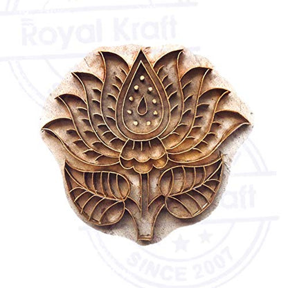 Trendy Printing Stamp Brass Lotus Shapes Wooden Clay Block BSCtag006 - size: BSCtag006