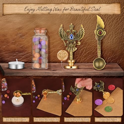 Quill Pen and Ink Set,Calligraphy Pen Set for beginners,Feather Pen Set with Leather Notebook,Pen Holder,5 Replaceable Nibs,Bookmark,Letter Writing Kit & Wax Seal Stamp Kit-Calligraphy Pens Gift Set