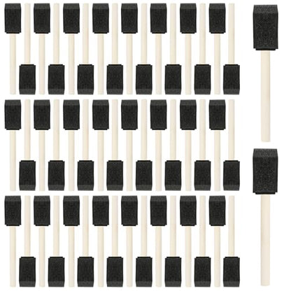 50Pcs Foam Paint Brushes, 1” Sponge Paint Brushes with Wood Handles, Foam Brushes for Painting Staining, Varnish, Touch Up