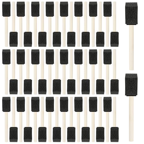 50Pcs Foam Paint Brushes, 1” Sponge Paint Brushes with Wood Handles, Foam Brushes for Painting Staining, Varnish, Touch Up