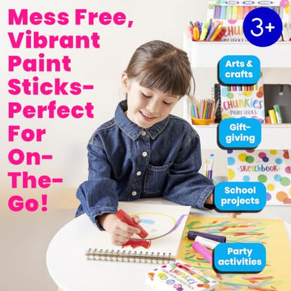 Ooly Chunkies 6 Neon Paint Sticks For Kids, Tempera Paint Sticks Neon Colors Set, No Mess Quick Drying Art Supplies for Toddlers and Kids - color: Neon