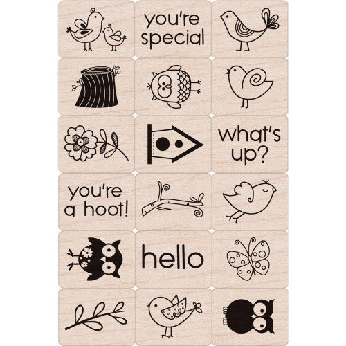 Hero Arts LP134 Ink 'n' Stamp Wood Sets, Birds and Branches - color: Birds and Branches