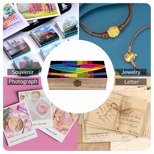 LGBT Rainbow Gay Pride Flag Handshake Love Pride Day Jewelry Box Wooden Rustic Multi-Purpose Organizer with Front Clasp for Jewelry, Crafts, Accessories & Small Items - color: style-9