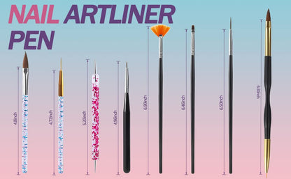 Artdone 31pcs Nail Art Brushes Tools Set Dotting Tools for Gel Polish | Dust Brush,Striping Brushes for Long Lines, Drawing Pen Design supply - color: 31Pcs