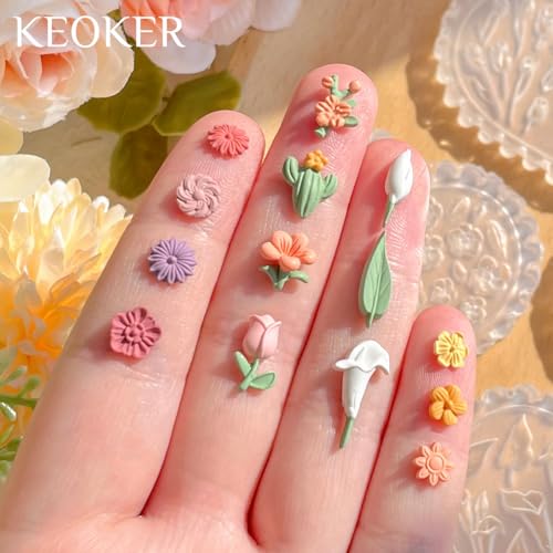 KEOKER Spring Polymer Clay Molds, Polymer Clay Silicone Molds, Butterfly Polymer Clay Mini Molds, 8pcs Earring Molds for Polymer Clay, Polymer Clay Molds for Jewelry(Substitute Micro Clay Cutters) - color: 8PCS Color