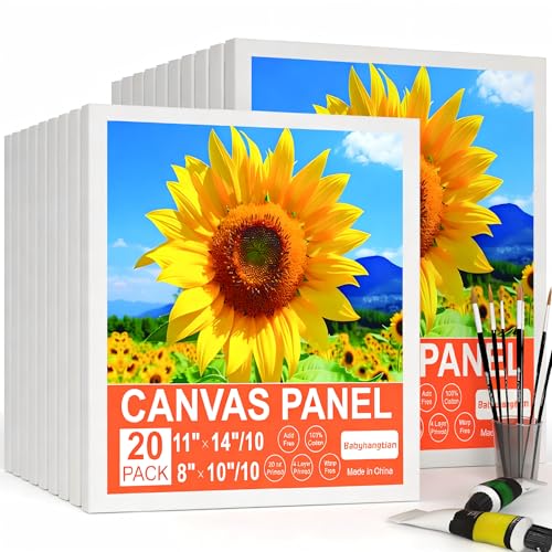 20 Pack Stretched Canvas Boards for Painting, 100% Cotton Canvas, for Acrylic and Oil Painting.