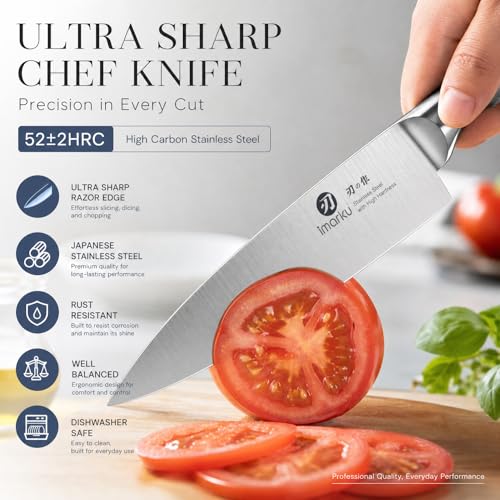 imarku 14-Piece Knife Set with Block, One Set for Meat, Fish, Veggies & Bread, Glides Through Every Cut, High Carbon Stainless Steel with Built-in Sharpener, Dishwasher Safe, utility knives - color: Black, size: 14 Pcs