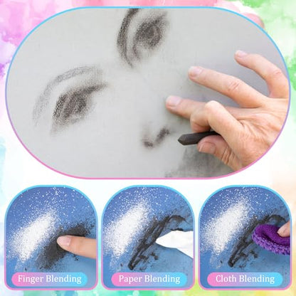 Watersay 24 Pcs Soft Pastel Drawing Chalk Set Square Sketch Chalk Non-toxic Artist Pastel Sticks for Professional Artists and Art Lovers(60 x 8 x 8 mm,Black,White) - color: Black, White